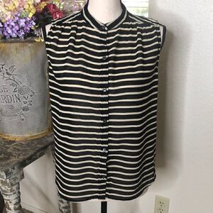 J. Crew Black and Tan Striped Preppy Sleeveless Top